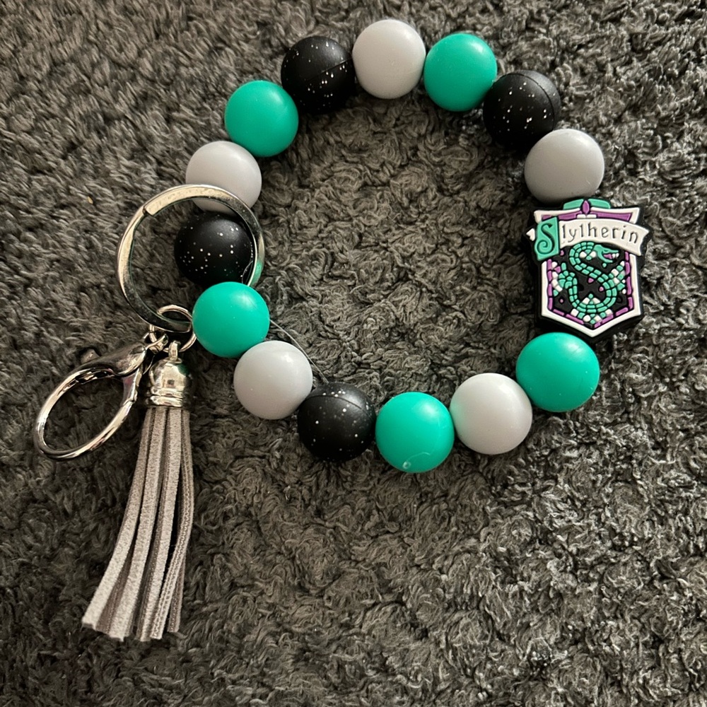 Slytherin beaded keychain wristlet